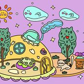kawaii world design into a coloring pages . Desain Karakter, Ilustrasi Digital, Dan Manga proyek oleh MiamMiam Wang - 01.28.2026