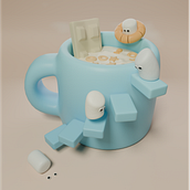 The marshmallows. 3D, 3D Modeling, and 3D Design project by Vanessa Camacho - 01.28.2026