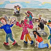 Dicho: Cada uno carga con su cruz. Traditional illustration project by vecaminando - 02.01.2026