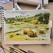 Late summer field . Seni Rupa, Lukisan, Dan Lukisan Cat Air proyek oleh Corina Ramnicianu - 02.01.2026