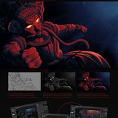 Theyyam Submerged. Ilustração digital, Desenho, Pintura, Design de personagens, Stor, telling, Desenho digital, Design digital, Pintura digital, Desenho artístico, Desenho realista, Desenho anatômico, Escrita de não ficção, e Concept Art projeto de Vikas Addakula - 03.02.2026