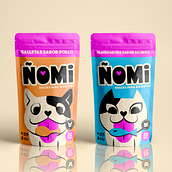 Ñomi | Snacks para mascotas. Digital Illustration, Graphic Design, Br, ing, Identit, and Packaging project by Geraldine Lupu - 02.08.2026