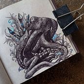 Pulpo en naturaleza. Drawing, Ink Illustration, Sketchbook, and Sketching project by Carlos Adrián De La Paz Almaraz - 02.09.2026