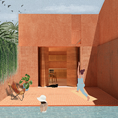 Verão na casa de praia. Een project van Architectuur, Collage, Interieurontwerp, Grafisch ontwerp, Digitale architectuur, Interactief ontwerp,  Architecturale illustratie, L y scaping van brunahcpanosso - 14.02.2026