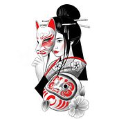 Geisha kitsune Ein Projekt aus dem Bereich Zeichnung, Digitale Zeichnung, Grafikdesign, Traditionelle Illustration und Digitale Illustration von Mabel Ferrero - 14.02.2026