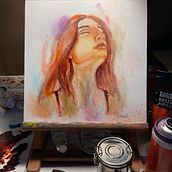 Final Project: Experimentelles Porträt: Mische Öl-, Acryl- und Sprayfarben. Fine Arts, Painting, Acr, lic Painting, and Oil Painting project by geli_sketch - 02.15.2026