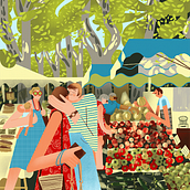 "love at the summer market" print. Un progetto di Illustrazione digitale, Disegno e Illustrazione tradizionale di Anna Franca Coviello - 23.02.2026