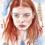 Orange & Blu. Traditional illustration, Fine Arts, Painting, Drawing, Watercolor Painting, Portrait Drawing, and Artistic Drawing project by luana_art - 02.25.2026