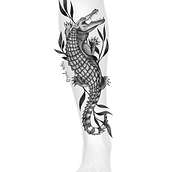 Tatuagem blackwork - jacaré. Un proyecto de Dibujo, Ilustración digital, Diseño de tatuajes y Dibujo digital de Júlia Vicheti - 02.03.2026