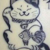 Gatito de la suerte - con RM. Tattoo Design project by Angélica Olivares - 03.05.2026