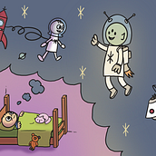 A child and his imaginary friend. Digital Drawing, Character Design, Traditional illustration, Digital Illustration, and Children's Illustration project by jsfaubert - 03.12.2026