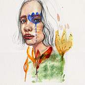 retrato analogico. Fine Arts, Traditional illustration, Painting, Watercolor Painting, Drawing, Portrait Drawing, and Artistic Drawing project by Rebeca Dietrich - 03.15.2026