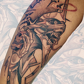 Eva 01 blackwork . Desen digital, Ilustrație digitală, Desen, Ilustrație tradițională și Design tatuaj de kevin92soto - 03.19.2026