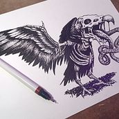 Cuervo zombie . Projekt z dziedziny Sketching, Kreat, wność,  R, sunek, Trad, c, jna ilustracja i Sketchbook użytkownika Carlos Adrián De La Paz Almaraz - 20.03.2026