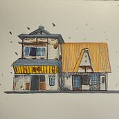 Barrio chino. Esboçado, Desenho, Ilustração arquitetônica, Sketchbook e Ilustração com tinta projeto de dasirui - 23.03.2026