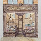The chocolate shop. Architectural Illustration, Drawing, Painting, and Watercolor Painting project by Karla VG - 03.25.2026