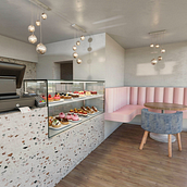 Café visualisation. Un projet de Design d'intérieur, Décoration d'intérieur, Modélisation 3D , et Conception 3D de Kristýna Hrášková - 07.04.2026