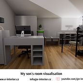 My son´s room visualisation. Un projet de Design d'intérieur, Décoration d'intérieur, Conception 3D , et Modélisation 3D de Kristýna Hrášková - 07.04.2026