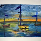 Sunset Seascape Painting. Naturalistic Illustration, Painting, and Watercolor Painting project by Maryam Alauddin - 05.01.2026
