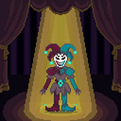 “El Bufón Carmesí”. Character Design, Video Games, Pixel Art, and Game Design project by David Campos Torres - 05.16.2026