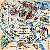 Mapa Ilustrado de Amsterdam. Drawing, Traditional illustration, Digital Illustration, Infographics, and Digital Painting project by Filipi Lilla - 05.20.2026