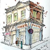 A first trial sketch of a building from a picture. Un proyecto de Bocetado, Dibujo, Ilustración arquitectónica, Sketchbook e Ilustración con tinta de milliechan - 27.05.2026