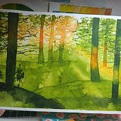Calma en el bosque. Een project van Schilderij y Aquarelschilderen van Julieta Coronel - 27.05.2026