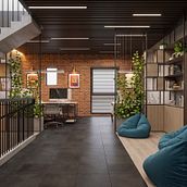 Render e iluminación interior de oficina. Arquitetura, Arquitetura de interiores, Arquitetura digital, e Visualização arquitetônica projeto de Daniela Jarrín Sánchez - 27.05.2026