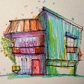 Expressive Architecture. Un projet de Illustration architecturale, Dessin, Illustration à l'encre, Carnet de croquis , et Esquisse  de Nadine V - 03.06.2026