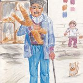 bread shopping. Projekt z dziedziny Tradycyjna ilustracja, Projektowanie postaci,  Rysunek i Sketchbook użytkownika Semra M. - 05.06.2026
