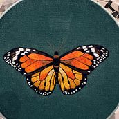 Borboleta Monarca - bordado sob técnica de pintura de agulha/bordado realista.. Projekt z dziedziny  Haft, Trad, c, jna ilustracja, Wzornictwo tekst i liów użytkownika stefanidmc - 05.06.2026