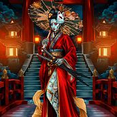 Geisha Robot. Design de personagens, Ilustração tradicional, Ilustração digital, Concept Art, Videogames, e Design de videogames projeto de Julieta Valera García - 06.06.2026