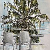 My terrace. Un proyecto de Ilustración tradicional, Pintura a la acuarela, Ilustración arquitectónica y Sketchbook de Gül Günizi - 07.06.2026