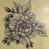 Peony . Desain Tato, Ilustrasi tradisional & Ilustrasi Botani proyek oleh oliwiapanda6 - 06.29.2026