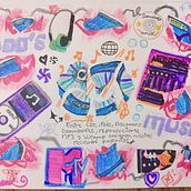 Collage de música y recuerdos pop. Artes plásticas, Criatividade, Desenho a lápis, Desenho, Desenho artístico, Sketchbook, e Desenho com lápis de cor projeto de Camila Noriega - 12.07.2026