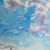 Afternoon clouds over the reservoir Ein Projekt aus dem Bereich Bildende Künste, Malerei, Aquarellmalerei und Sketchbook von Kelsey - 19.07.2026