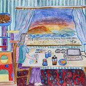 Self portrait of myself in the Texas Hill Country at Sunrise. Desenho projeto de Shannon Sweeney - 19.07.2026