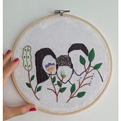 Retrato bordado con elementos botánicos . % Keli tarafından hazırlanan Nakış, Ve Tekstil Tasarımı projesi - 08.26.2026