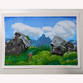 Gouache landscape . % thieba_nono tarafından hazırlanan Güzel sanatlar, Tablo, Doğalcı İllüstrasyon, Ve Guaj Boyama projesi - 08.30.2026