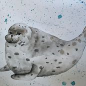 Playful seal Ein Projekt aus dem Bereich Traditionelle Illustration, Bildende Künste, Malerei und Aquarellmalerei von Petra Vaněčková - 01.09.2026