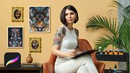 Artistic Tattoo Design with Golden Effects in Procreate. Illustration course by Olie Siiz