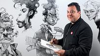 Grafit ile Karikatür Portre . % Víctor Vélez tarafından hazırlanan İllüstrasyon kursu