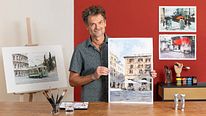 Techniques modernes pour des ​paysages urbains à l'aquarelle. Un cours de Illustration de Roberto Zangarelli