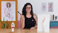 Ilustração de mãos expressivas em aquarela. Curso de Ilustração por Sol Barrios