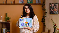 Ilustração botânica de pinturas acrílicas florais. Curso de Ilustração por Sonal Nathwani