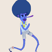 Corredor azul con afro animé