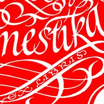 Ex libris en caligrafía ornamental roja