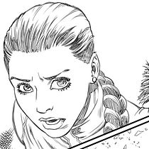 Heroína con trenza en blanco y negro