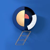 Dial geométrico en 3D azul