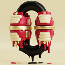 Letra U 3D con esmalte goteante